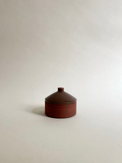 Lidded jar in red