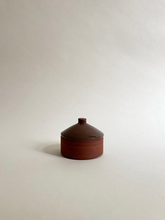 Lidded jar in red