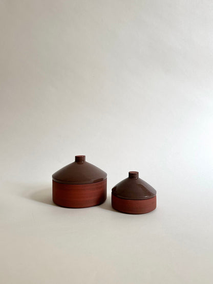 Lidded jar in red